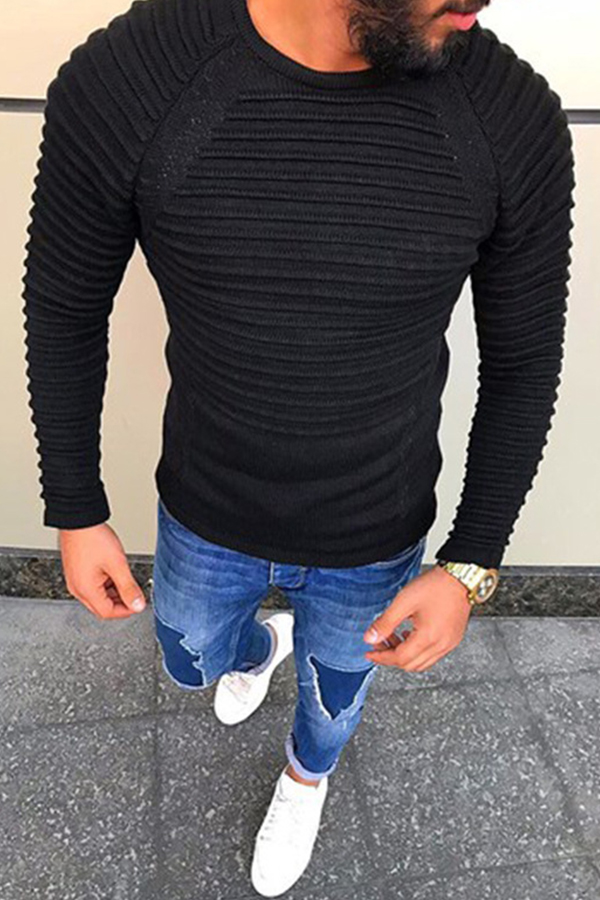 

Lovely Casual Ruffle Design Black Sweater