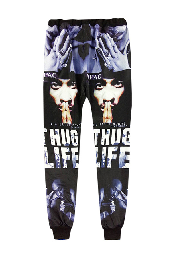 

Lovely Casual Portrait Printed Blue Pants