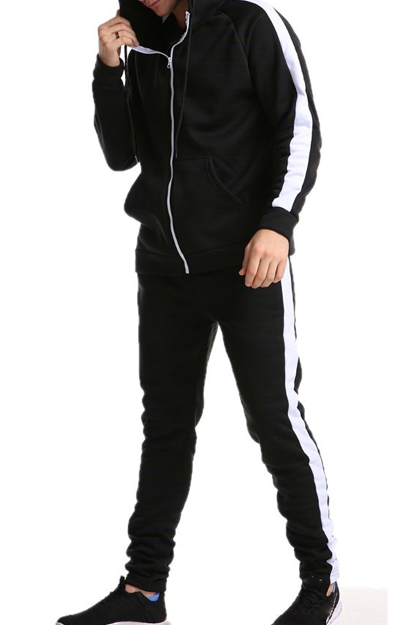 

Lovely Casual Zipper Design Navy Black Two-piece Pants Set