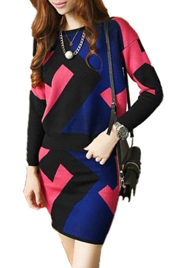 

Lovely Casual Color-lump Patchwork Blue Two-piece Skirt Set