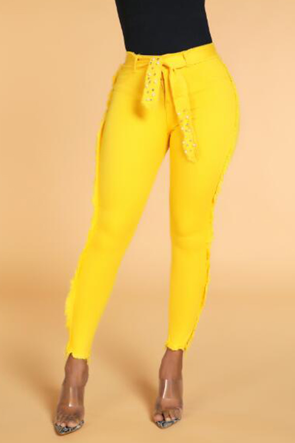 

Lovely Casual Skinny Yellow Pants