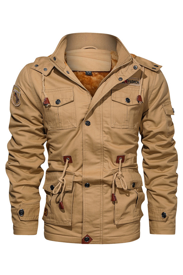 

Lovely Casual Patchwork Khaki Jacket