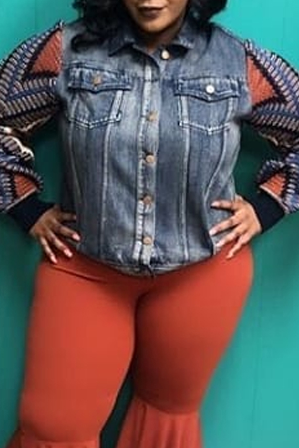 

Lovely Casual Patchwork Multicolor Plus Size Coat, Multi