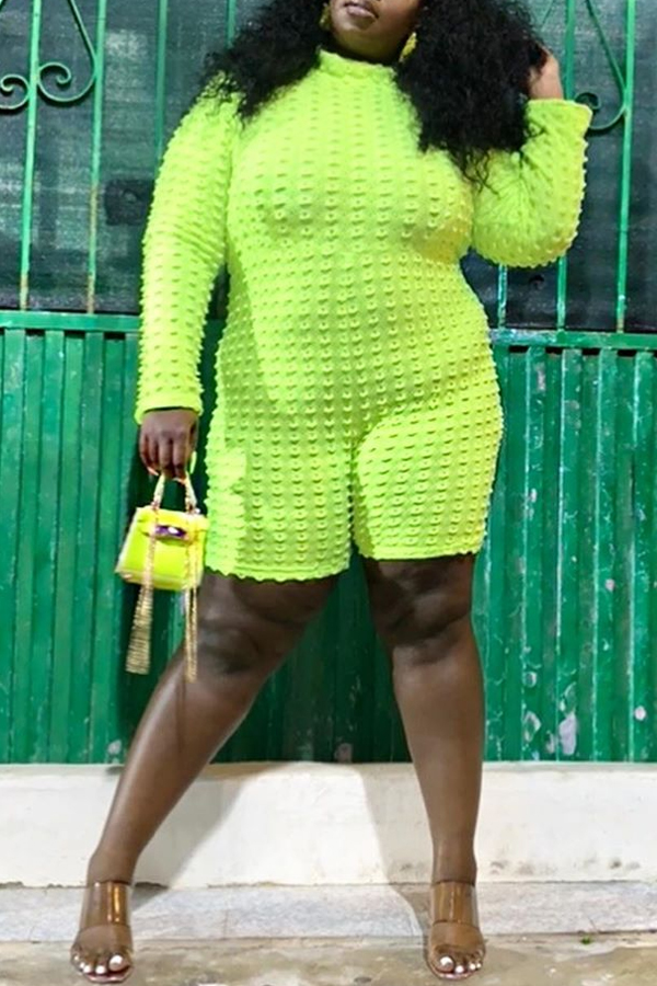 

Lovely Casual Skinny Green Plus Size One-piece Romper