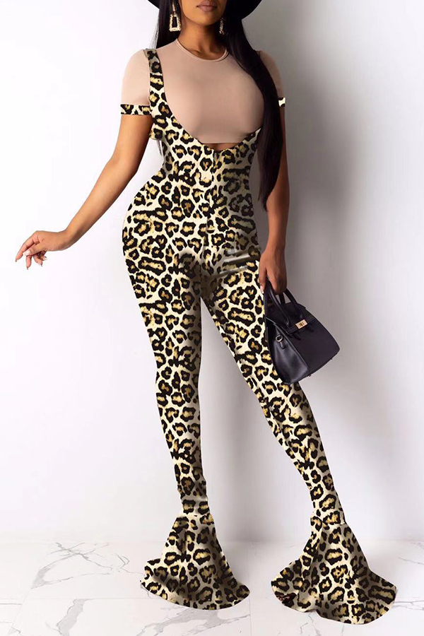 

Lovely Casual Leopard Flared Two-piece Pants Set