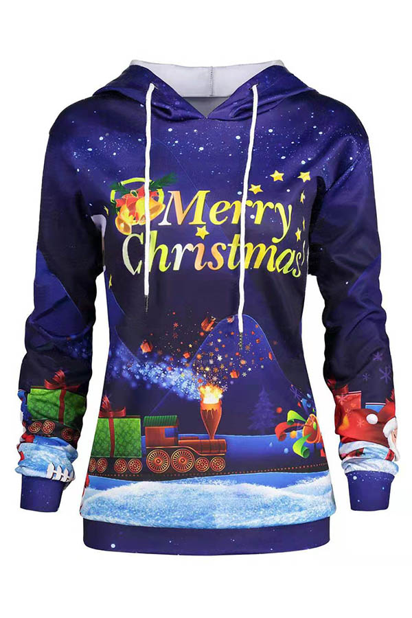 

Lovely Casual Letter Blue Plus Size Hoodie