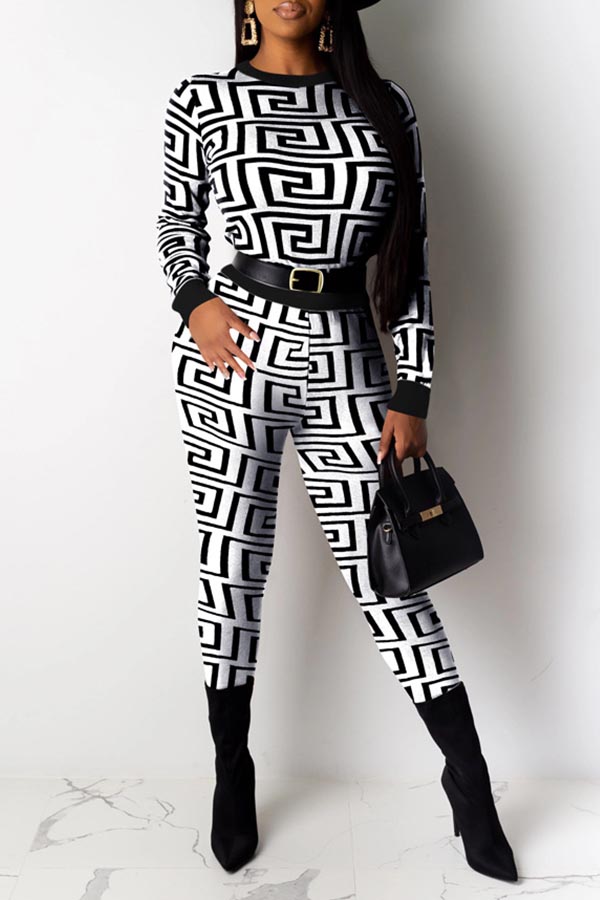 

Lovely Casual Print Black Two-piece Pants Set