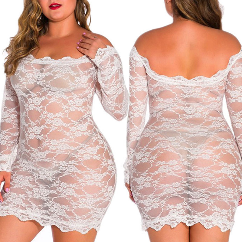 

Lovely Sexy See-through Lace White Babydolls