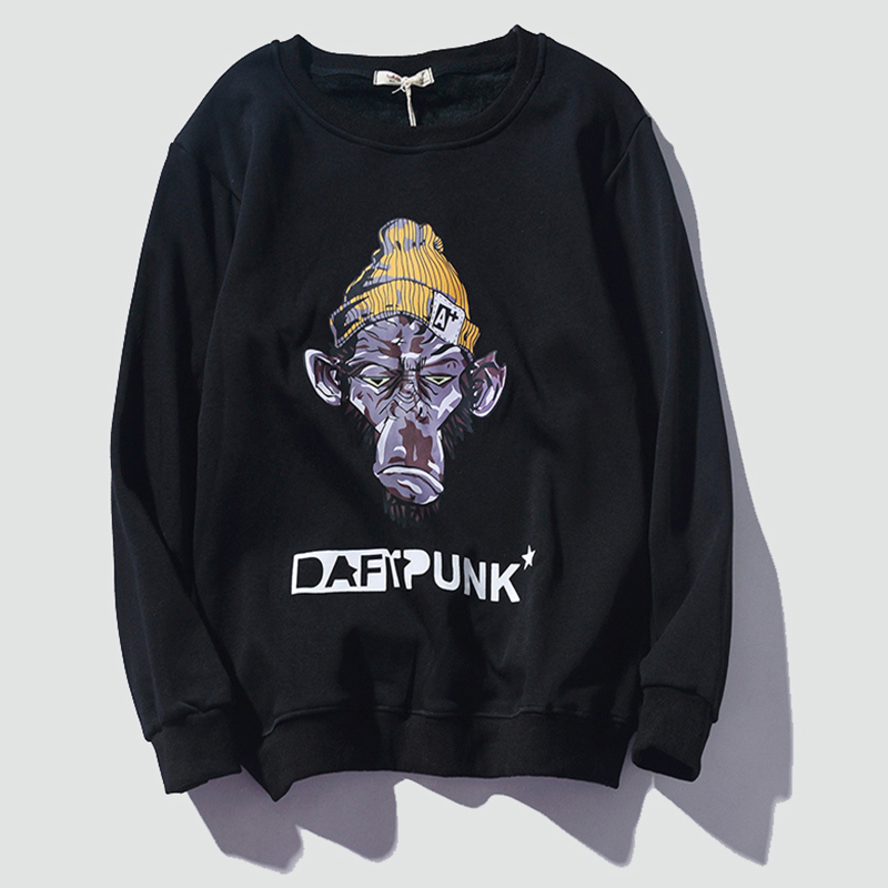 

Lovely Casual Print Black Hoodie