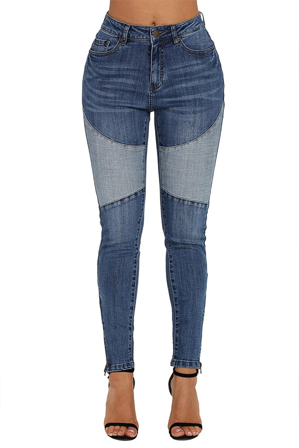 

Lovely Chic Patchwork Blue Jeans