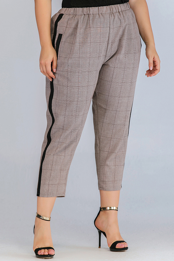 

Lovely Casual Print Khaki Plus Size Pants