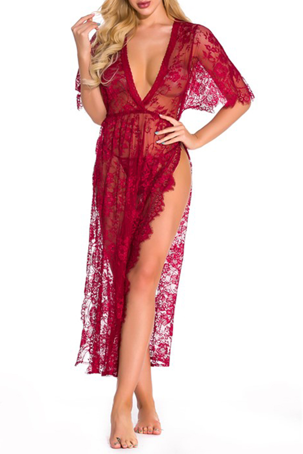 

Lovely Sexy See-through Wine Red Gowns