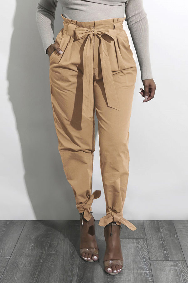 

Lovely Casual Drawstring Khaki Pants