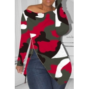 Lovely Casual Print Red T-shirt