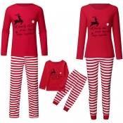 Lovely Family Striped Red Mother Two-piece Pants S