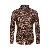Lovely Men Casual Leopard Printed Yellow Shirt