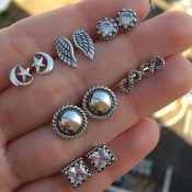 Lovely Trendy Make Old 6 Pairs Silver Earring