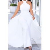 Lovely Casual Sleeveless White Plus Size One-piece