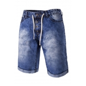 Lovely Casual Make Old Baby Blue Shorts