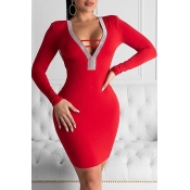 Lovely Sexy Backless Red Mini Dress