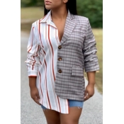 Lovely Casual Patchwork Printed Multicolor Blazer