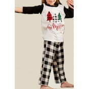 Lovely Family Printed White Girl Two-piece Pants S