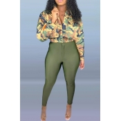 Lovely Casual Camouflage Printed Two-piece Pants S