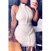 Lovely Party Tassel Design White Mini Prom Dress