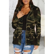 Lovely Casual Camouflage Printed Coat