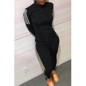 Lovely Sportswear Striped Black Two-piece Pants Se