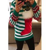 Lovely Christmas Day Striped Green Hoodie