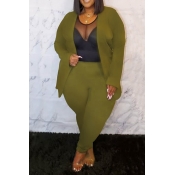 Lovely Casual Basic Army Green Plus Size Two-piece