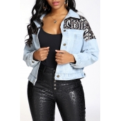 Lovely Trendy Patchwork Baby Blue Coat