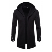 Men Lovely Casual Hooded Collar Zipper Design Blac