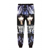 Lovely Casual Portrait Printed Blue Pants