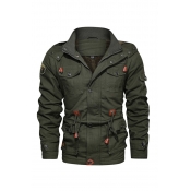 Lovely Casual Buttons Design Army Green Jacket