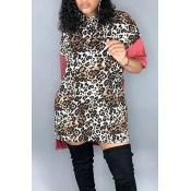 Lovely Stylish Patchwork Leopard Pink Mini Dress