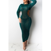 Lovely Party See-through Hollow-out Cyan Ankle Len