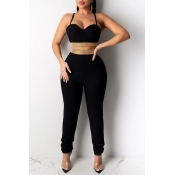 Lovely Party Spaghetti Straps Black Two-piece Pant