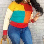 Lovely Casual Patchwork Multicolor Sweater