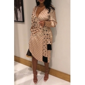 Lovely Sweet Dot Champagne Knee Length Dress