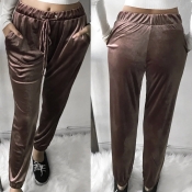 Lovely Casual Drawstring Rose Gold Pants