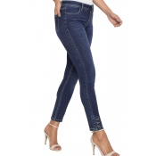Lovely Casual Basic Skinny Dark Blue Jeans