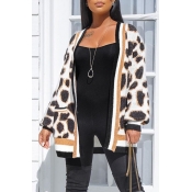 Lovely Casual Leopard Patchwork Cardigan