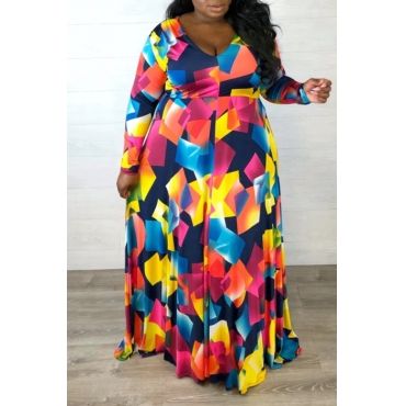 

LW Plus Size Trendy Print Multicolor Maxi Dress, Multi