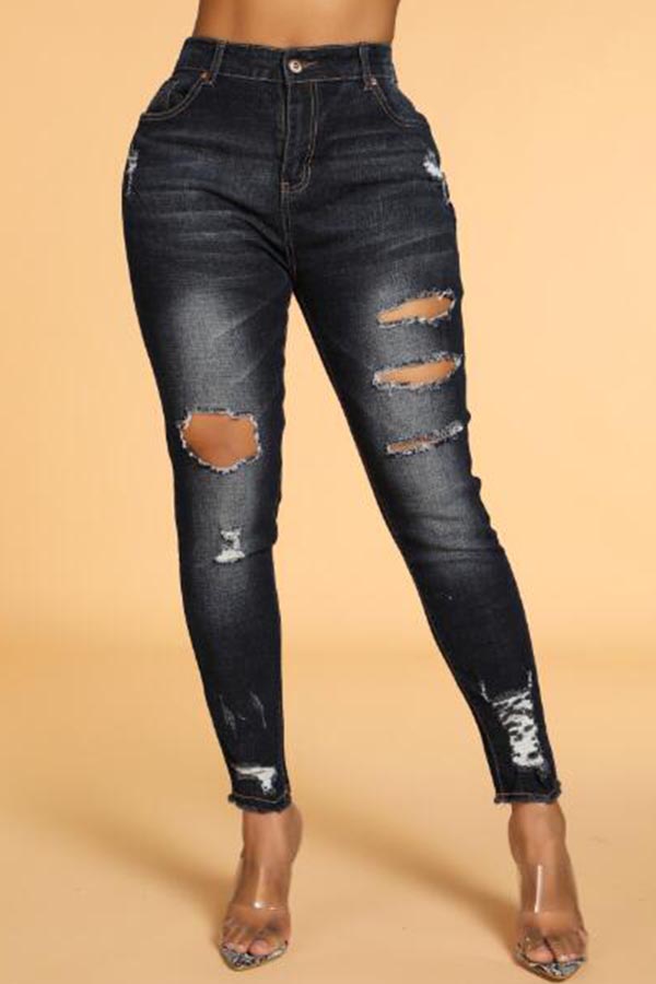 Lovely Chic Hollow-out Black Jeans