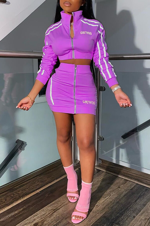 purple two piece outfit