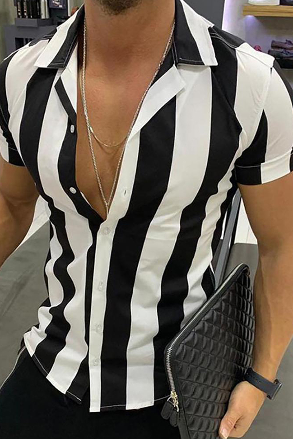 

Lovely Chic Striped Black Shirt
