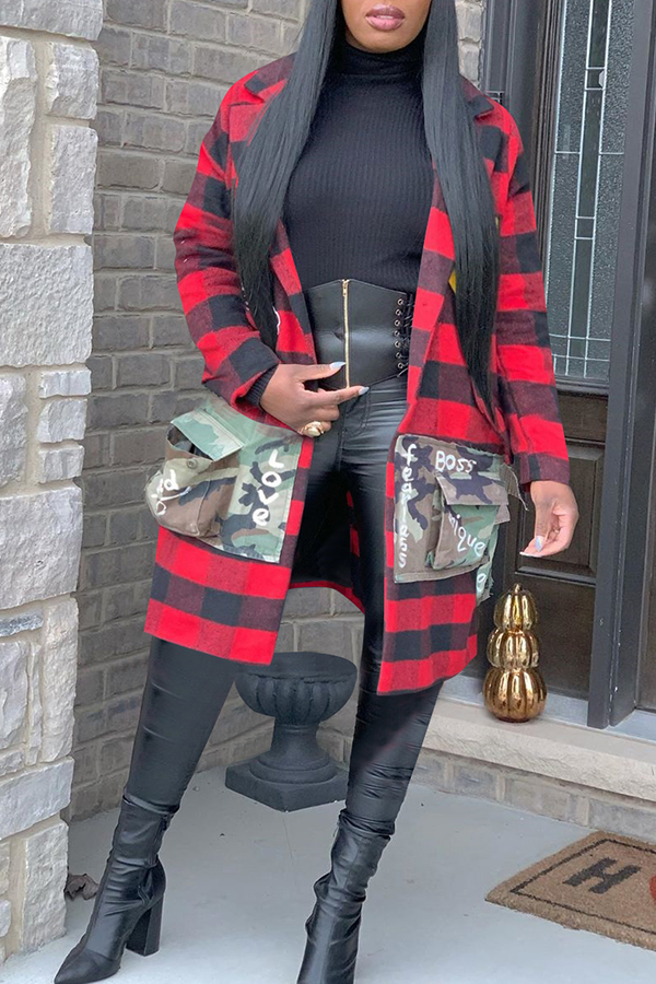 Lovely Casual Letter Printed Red Coat