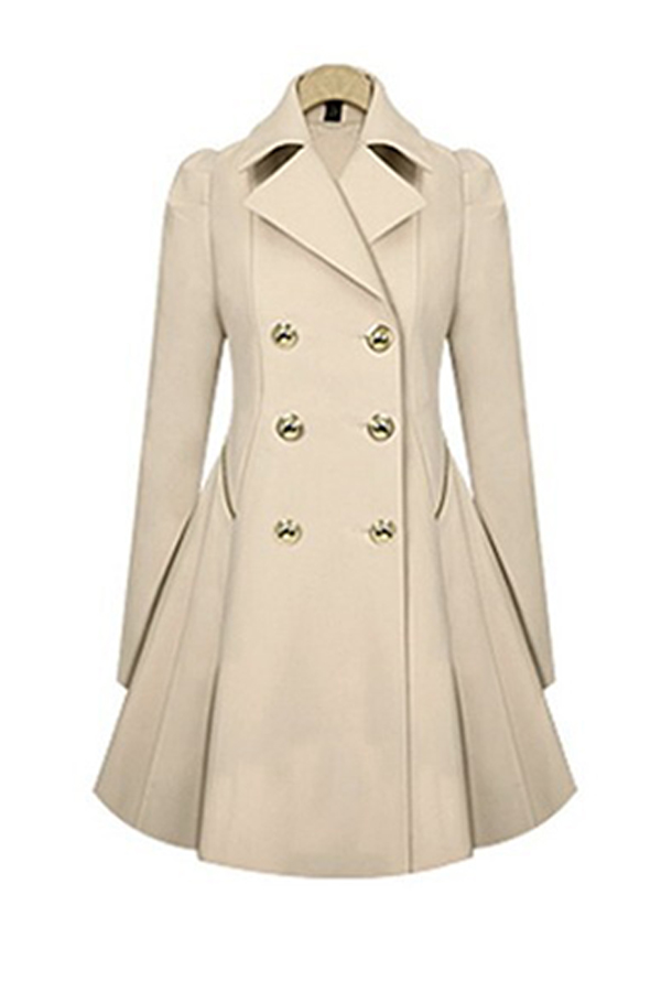 

Lovely Casual Buttons Design Beige Coat